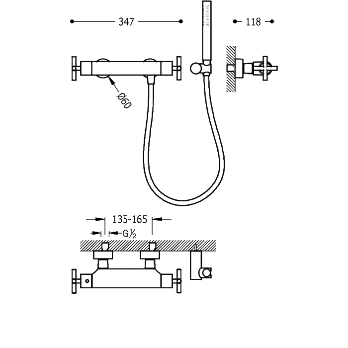 TRES 06316209 TRESMOSTATIC Thermostatic Shower Faucet Chrome