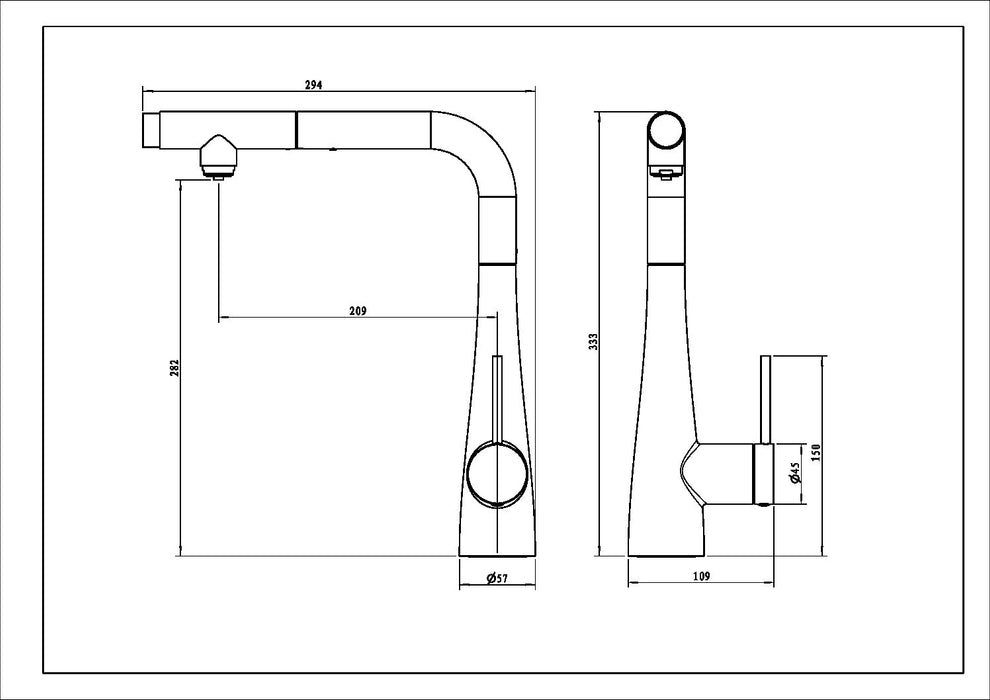 IMEX GOS005/NG SPLIT Kitchen Faucet Osmosis Pull-Out Matte Black Color