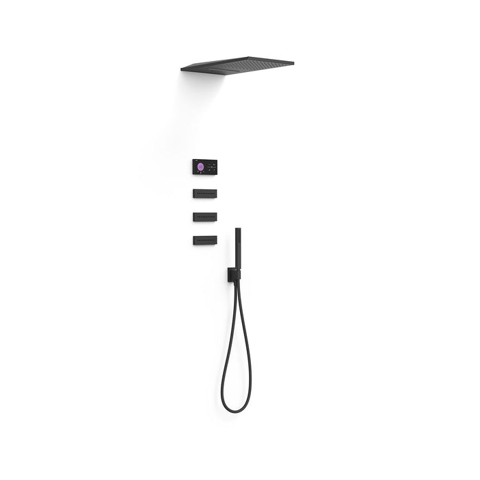 TRES 09288408NM SHOWER TECHNOLOGY Kit Grifo Termostático Electrónico Empotrado 4 Vías Shower Technology para Ducha Negro Mate