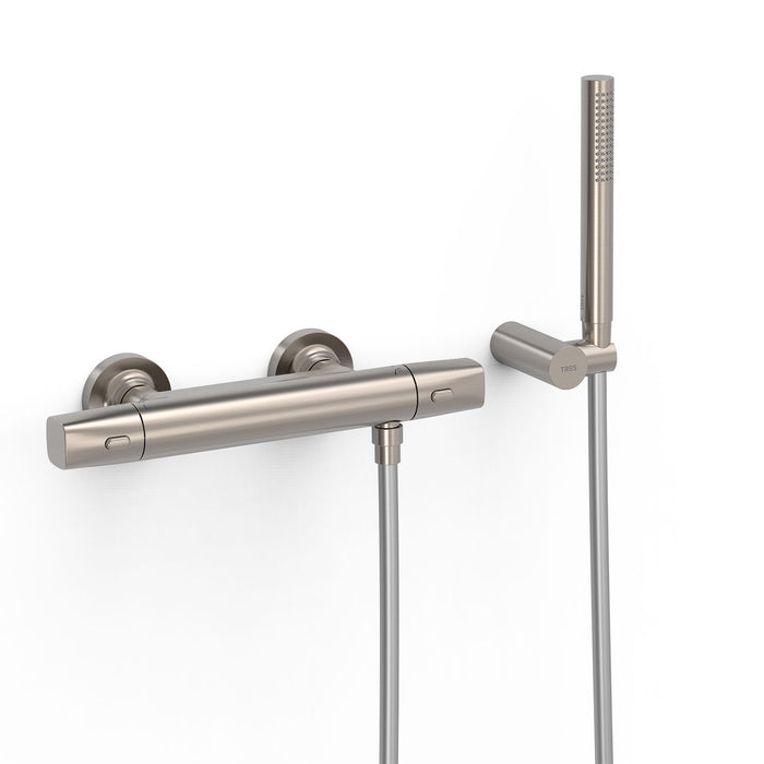 TRES 19016449AC OVER-WALL Thermostatic Wall-Mounted Over-Wall Shower Faucet Steel Color