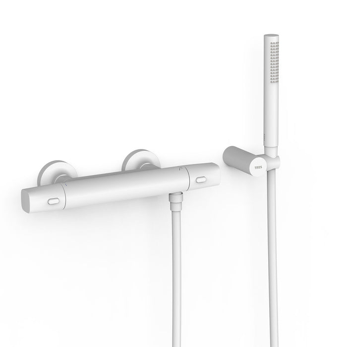 TRES 19016449BM OVER-WALL Thermostatic Wall-Mounted Faucet Over-Wall Shower Matte White Color