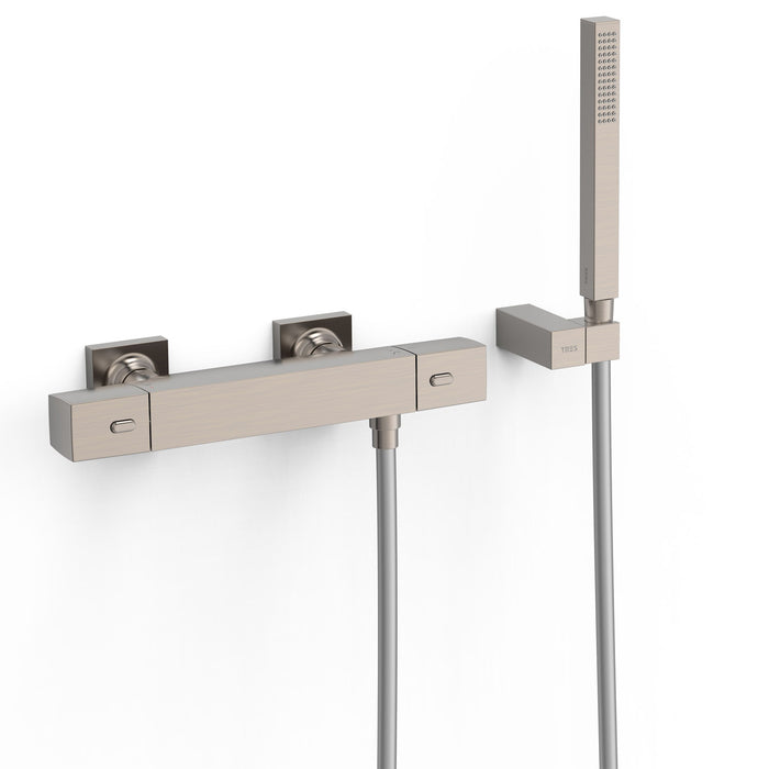 TRES 19016469AC OVER-WALL Over-Wall Thermostatic Wall Mixer Over-Wall Shower Steel Color