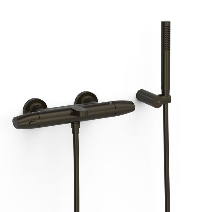 TRES 19017439KMB OVER-WALL Thermostatic Wall-Mounted Faucet Over-Wall Bathtub and Shower Black Bronze Color