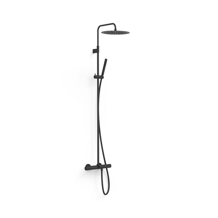 TRES 19031202NM OVER-WALL Thermostatic Wall-Mounted Faucet Set Telescopic 3-Way Bathtub and Shower Matte Black Color