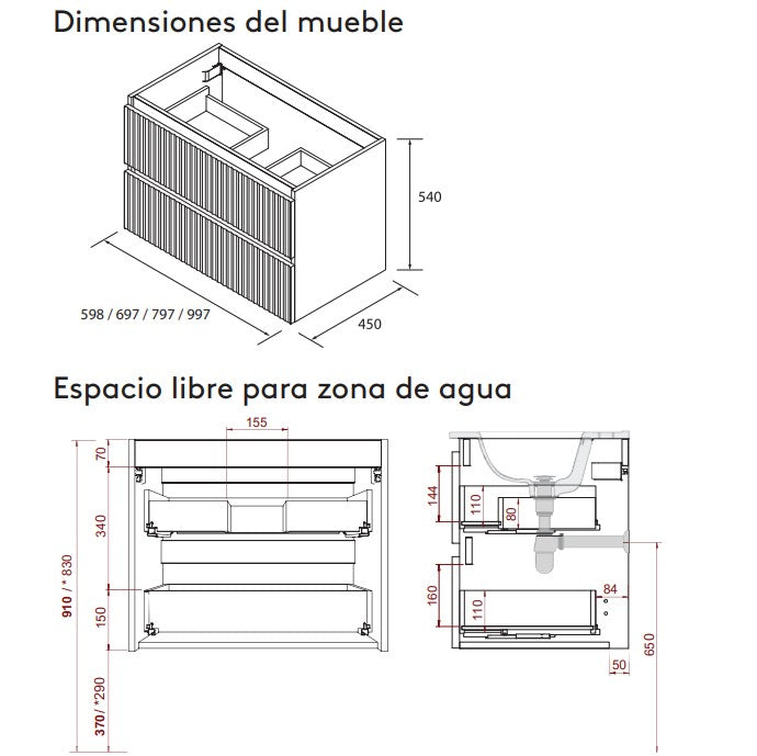 SALGAR KIRA Mueble+Lavabo IBON Color Gris Mate