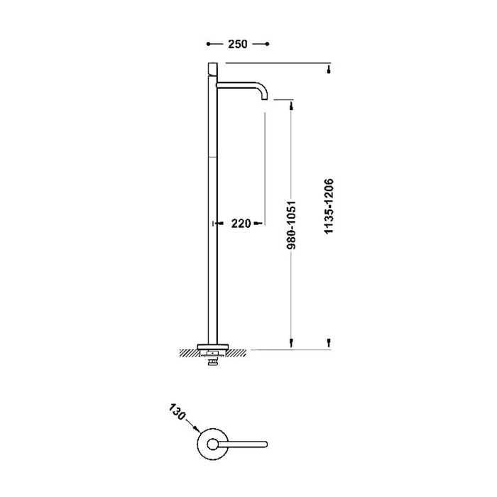 TRES 26285306NM STUDY Grifo Monomando con Toma a Suelo Lavabo Color Negro Mate