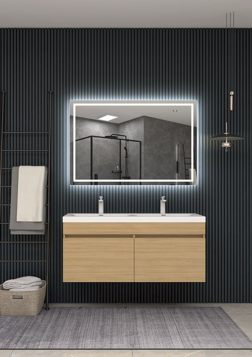 LEDIMEX HOLAN009/100 HOLANDA Espejo LED Cuadrado Luz Frontal Cromo 100x80 cm
