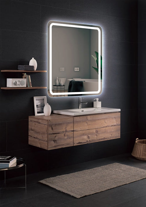 LEDIMEX AUST012/100 AUSTRIA Espejo LED Cuadrado Canto Redondeado Luz Frontal Cromo 100x80 cm