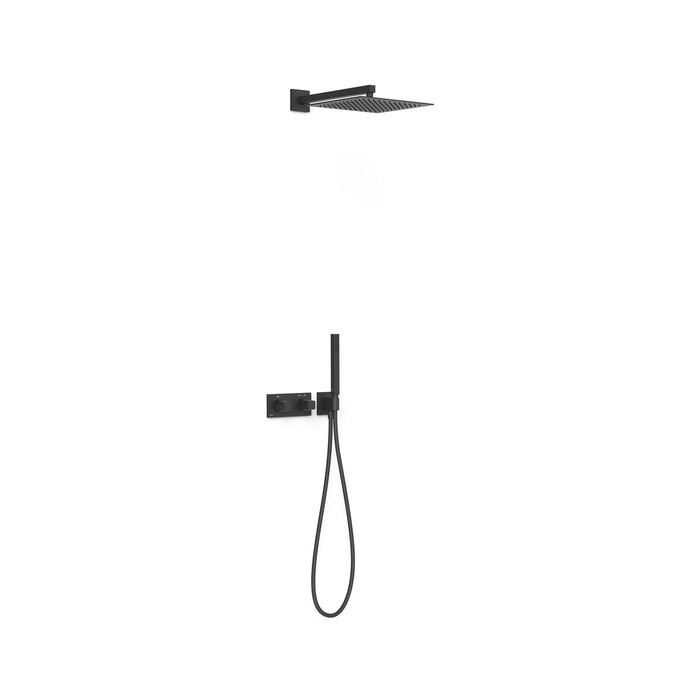 TRES 30725204NM B-SYSTEM Kit de Grifo Termostático Empotrado de 2 Vías Ducha Color Negro Mate