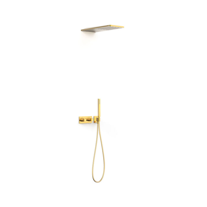 TRES 30725205OR B-SYSTEM Kit de Grifo Termostático Empotrado de 2 Vías Ducha Color Oro 24K