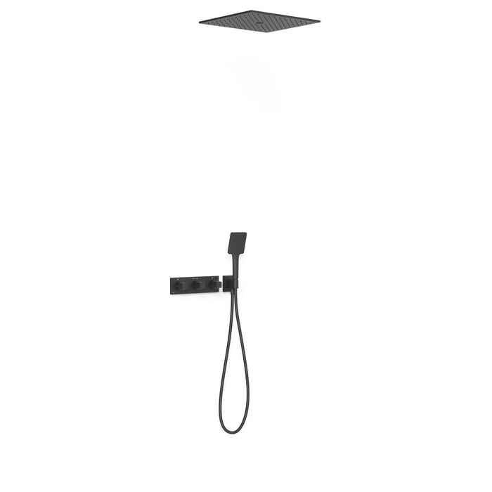 TRES 30725306NM B-SYSTEM Kit de Grifo Termostático Empotrado de 3 Vías Ducha Color Negro Mate