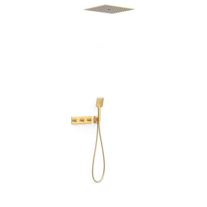 TRES 30725306OM B-SYSTEM 3-Way Built-in Thermostatic Faucet Kit Shower Matte Gold Color 24K