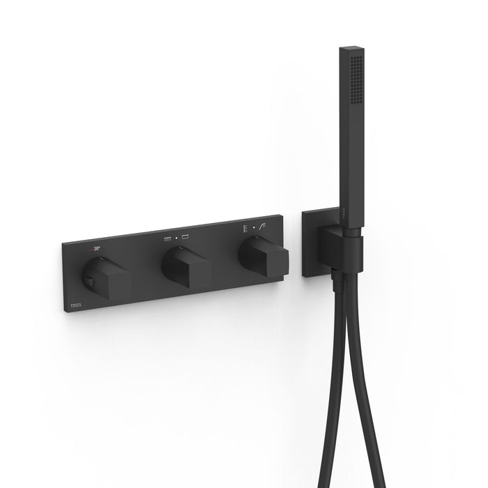 TRES 30725401NM B-SYSTEM Grifo Termostático Empotrado de 4 Vías Color Negro Mate