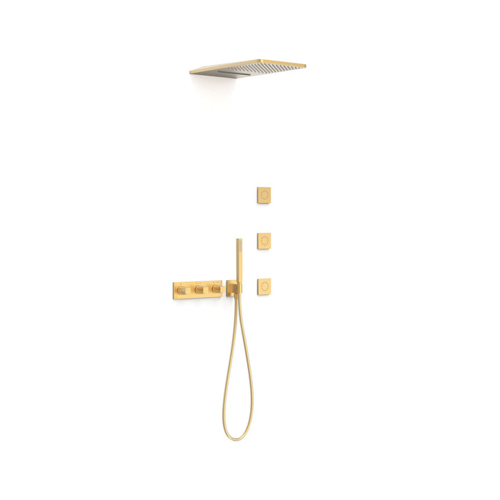 TRES 30725405OM B-SYSTEM Built-in 4-Way Thermostatic Faucet Kit Shower Matte Gold Color 24K