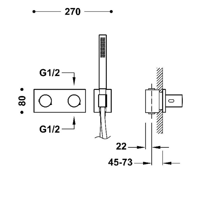 TRES 30735201AC B-SYSTEM Grifo Termostático Empotrado de 2 Vías Color Acero
