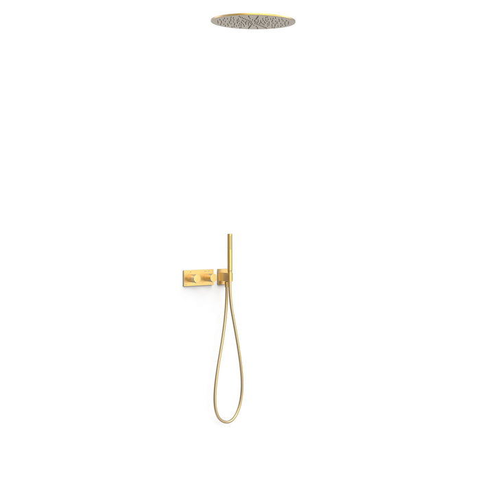 TRES 30735206OM B-SYSTEM Kit de Grifo Termostático Empotrado de 2 Vías Ducha Color Oro Mate 24K