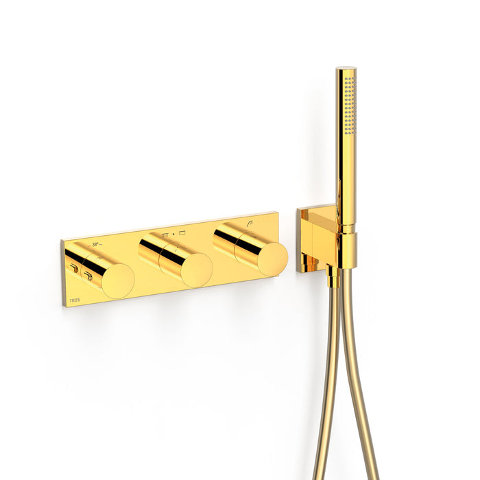 TRES 30735301OR B-SYSTEM Grifo Termostático Empotrado de 3 Vías Color Oro 24K