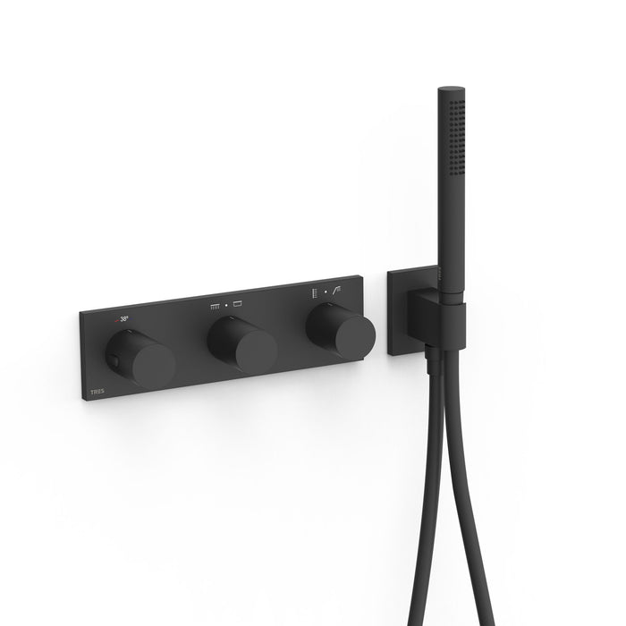 TRES 30735401NM B-SYSTEM Grifo Termostático Empotrado de 4 Vías Color Negro Mate