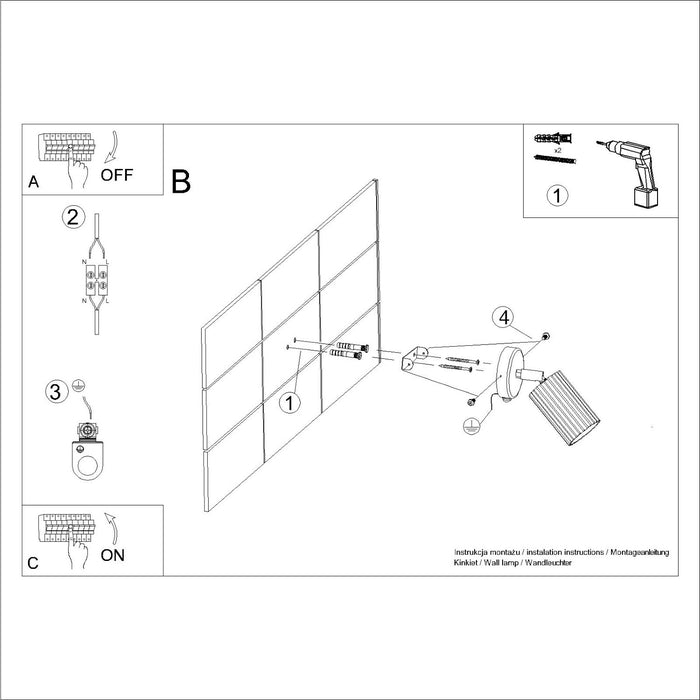 SOLLUX SL.2319 Aplique de pared KARBON ultramarino con interruptor