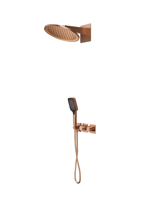 IMEX GTI067/ORC INARI Conjunto Grifería Termostatico Empotrado Oro Rosa Cepillado