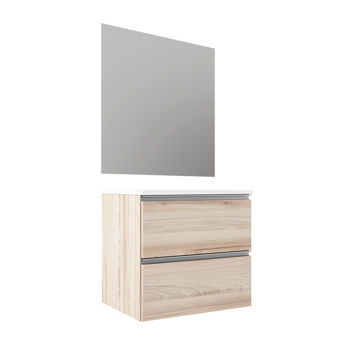 VISOBATH GRANADA Complete Set Wall Hung Bathroom Cabinet 2 Drawers Alder Color Aluminum Handle