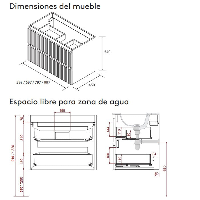 SALGAR KIRA Mueble+Lavabo LISBOA Color Roble