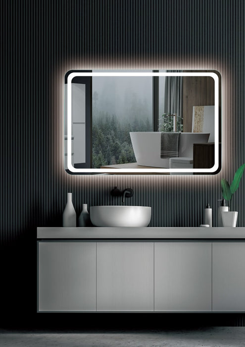 LEDIMEX AUST012/100 AUSTRIA Espejo LED Cuadrado Canto Redondeado Luz Frontal Cromo 100x80 cm