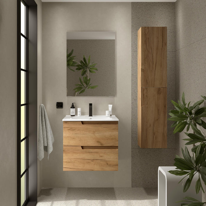 SALGAR VIMA Mueble+Lavabo+Espejo Color Roble Montanna