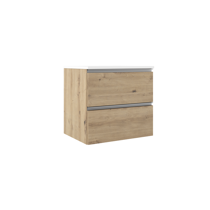 VISOBATH GRANADA Bathroom Cabinet with Wall Hung Sink 2 Drawers Oak Costa Color Aluminum Handle