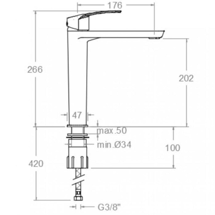 RAMONSOLER 571002 NEW FLY Grifo Monomando Lavabo L Caño Alto Cromo