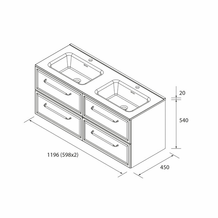 SALGAR 121800 RUNA Mueble+Lavabo IBON 120cm Nogal