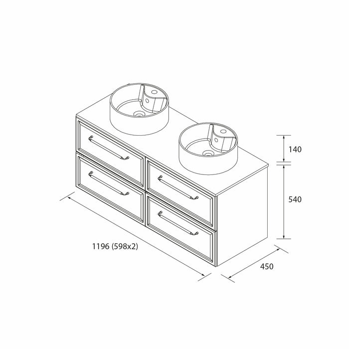 SALGAR 121835 RUNA Mueble+Lavabo LISBOA 120cm Blanco Mate