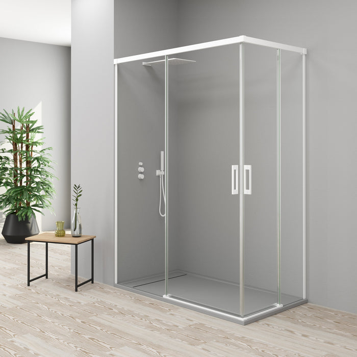BATHME NIXON Mampara Ducha Rectangular 2Fijos+2Correderas Blanco