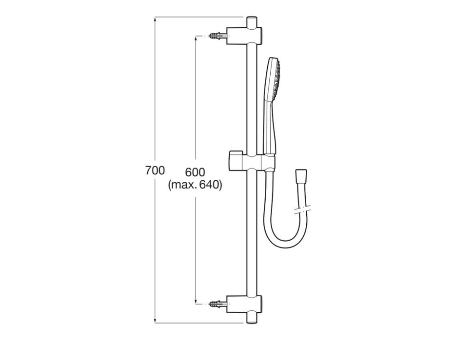 ROCA A5B3413C00 STELLA Shower Kit Support Bar Hand Shower and Hose Chrome
