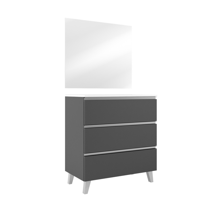 VISOBATH GRANADA Complete Bathroom Furniture Set 3 Drawers Ash Color Aluminum Handle