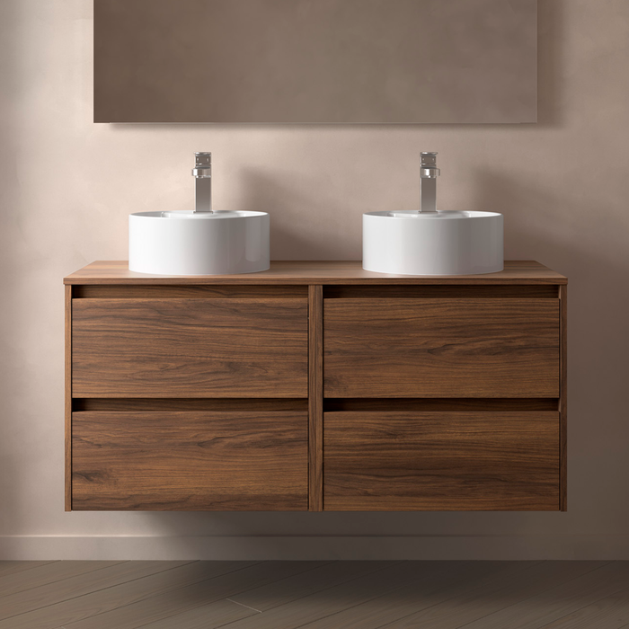 SALGAR 105524 NOJA Mueble de Baño con Tapa Encimera 4 Cajones 120 cm Color Nogal Maya