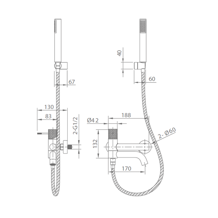 IMEX BDG053-4NG GENOVA-PIAMONTE Monomando Kit Negro