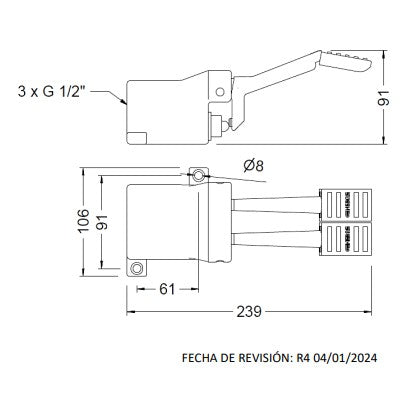 GENEBRE 1342 04 Double Horizontal Pedal Faucet