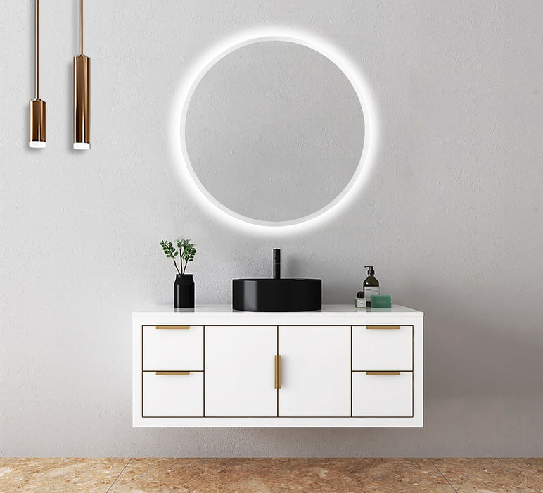 LEDIMEX BELG003/100 BELGICA Espejo LED Redondo Contorno Arenado Cromo 100 cm
