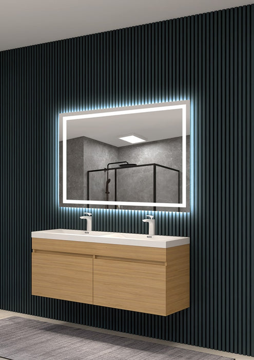 LEDIMEX HOLAN009/100 HOLANDA Espejo LED Cuadrado Luz Frontal Cromo 100x80 cm
