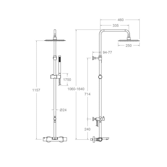 RAMONSOLER 265602RK250 AROLA Thermostatic Faucet Telescopic Column Bathtub Chrome
