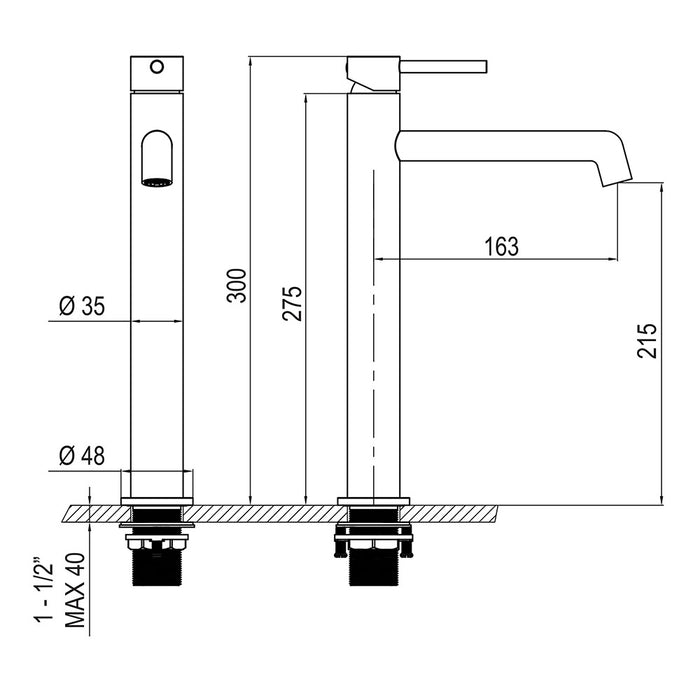 LLAVISAN L157734 OSLO Grifo Monomando de Lavabo Alto Níquel Cepillado