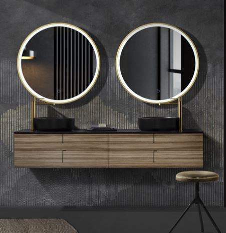 LEDIMEX PARI020/60OC PARIS Espejo LED Redondo Luz Frontal Oro Cepillado 60 cm