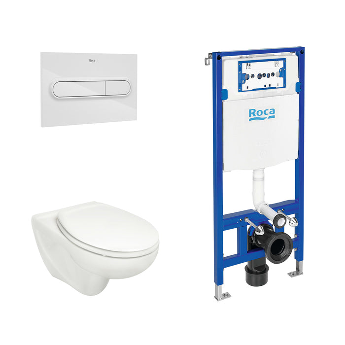 ROCA PACK VICTORIA+DUPLO Inodoro Suspendido Pulsador Blanco