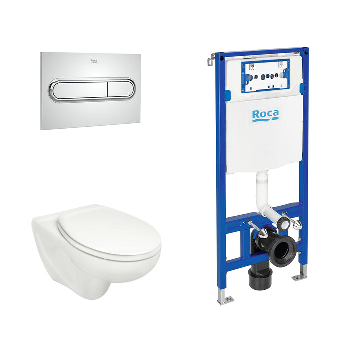 ROCA PACK VICTORIA+DUPLO Inodoro Suspendido Pulsador Cromo