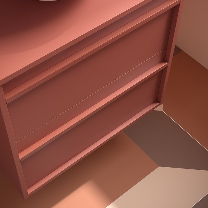 SALGAR 104976 ATTILA Mueble de Baño con Tapa Encimera 4 Cajones 120 cm Color Rojo Mate