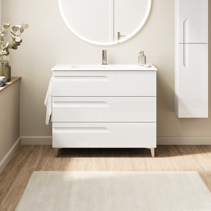 ROYO VITALE Mueble de Baño con Lavabo 3 Cajones Blanco Brillo