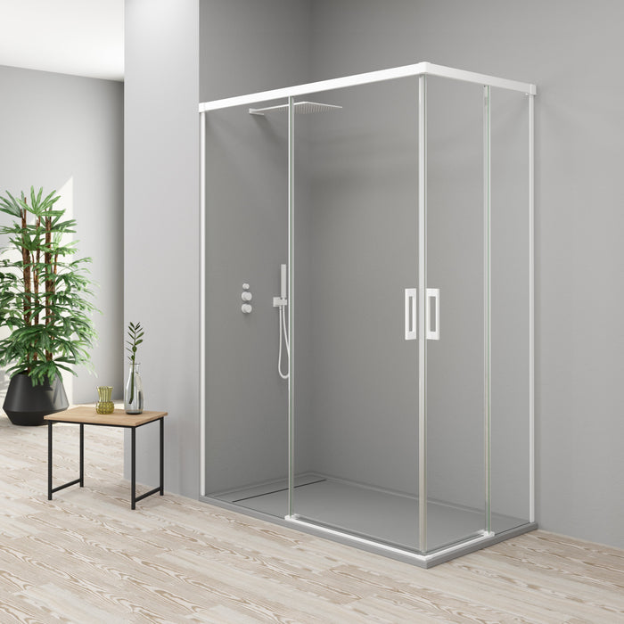 BATHME NIXON Mampara Ducha Rectangular 2Fijos+2Correderas Blanco