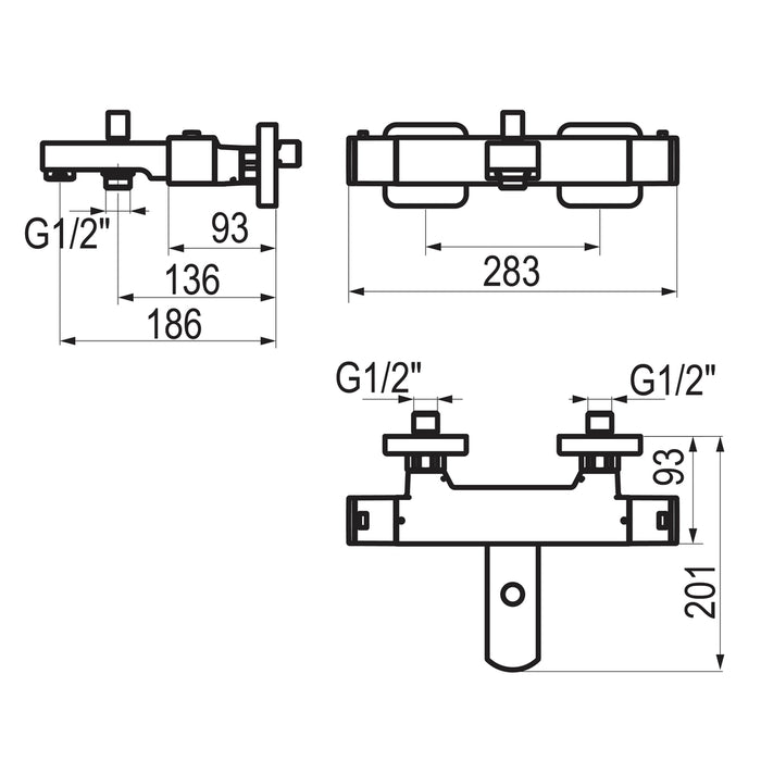 PRESTO 100041000 Nitro plus grupo baño-ducha termostática Cromo
