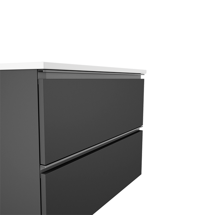 VISOBATH GRANADA Bathroom Cabinet with Wall Hung Sink 2 Drawers Ash Gray Color Aluminum Handle